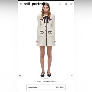 Self Portrait CREAM LUREX KNIT DRESS